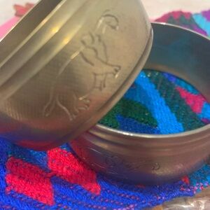 Vintage Etched Brass Elephant Bangles